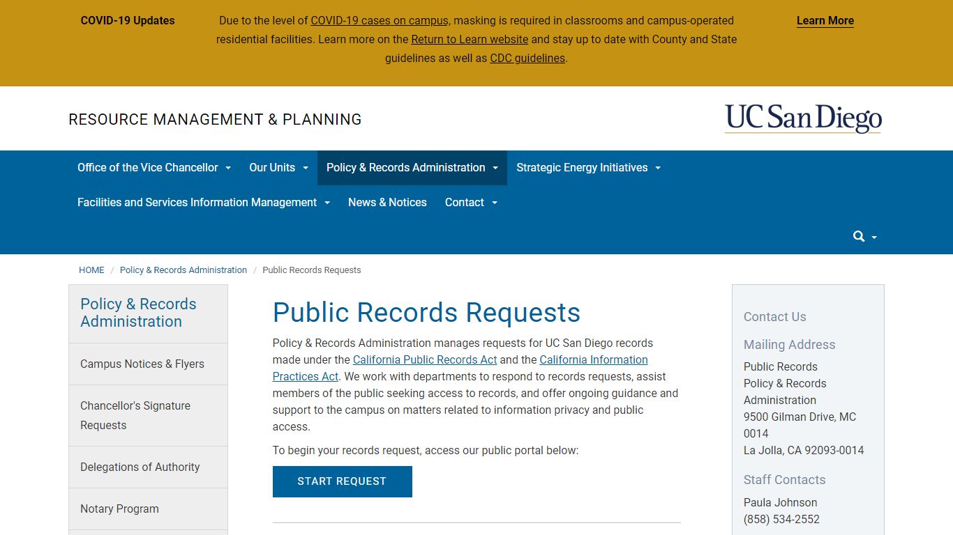 Public Records Requests - University of California, San Diego